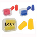 Ear plugs in snap travel case